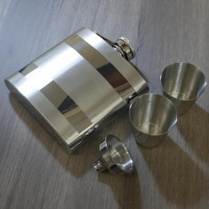 6oz Satin Lined Flask With Cups & Funnel Gift Box Set